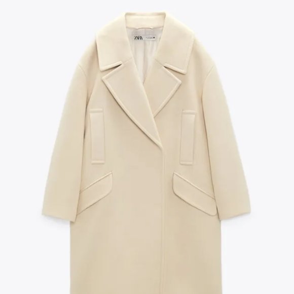 ZARA WOMEN CREAM OVERSIZED COAT WITH POCKETS SIZE XL NWT 200$ - Picture 5 of 8
